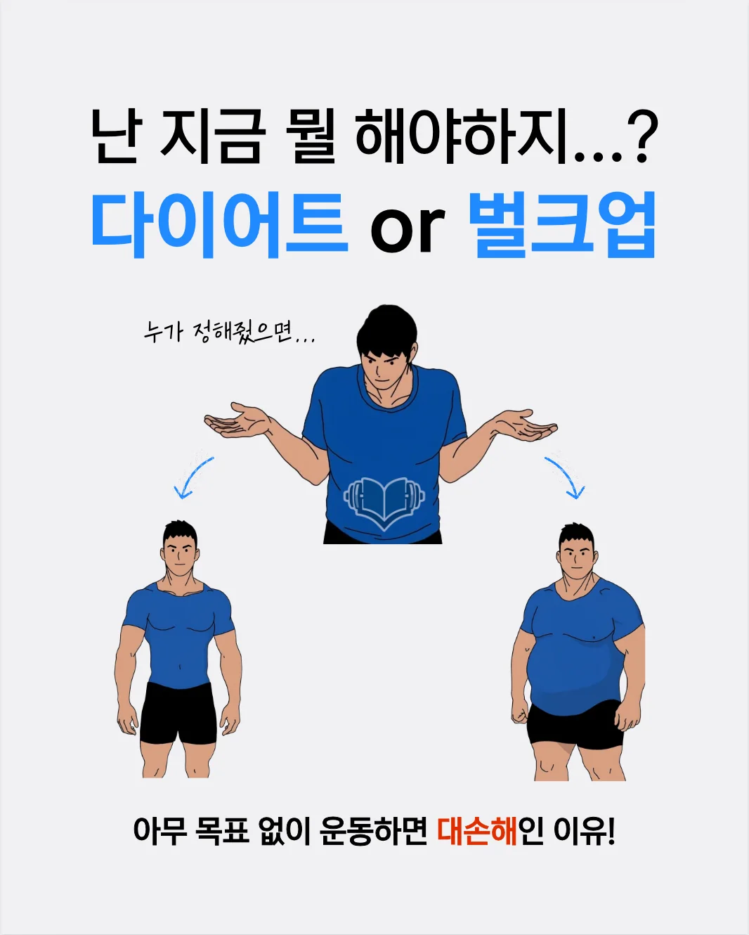 운동 목표 없이 운동하면 혼란이 생길 수 있음을 보여주는 이미지