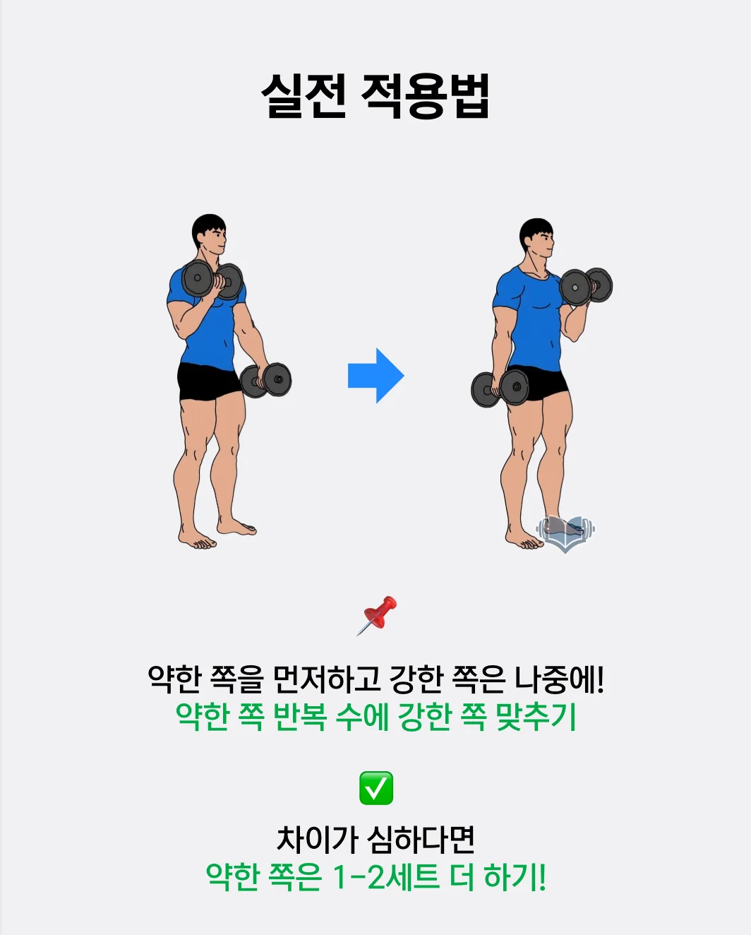 좌우 균형을 맞추는 훈련 원칙을 요약한 이미지