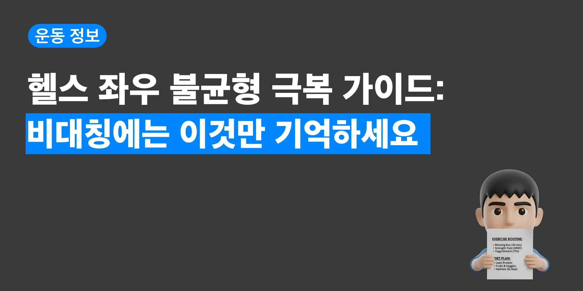 운동 중 좌우 비대칭을 느끼는 상황을 표현한 대표 이미지