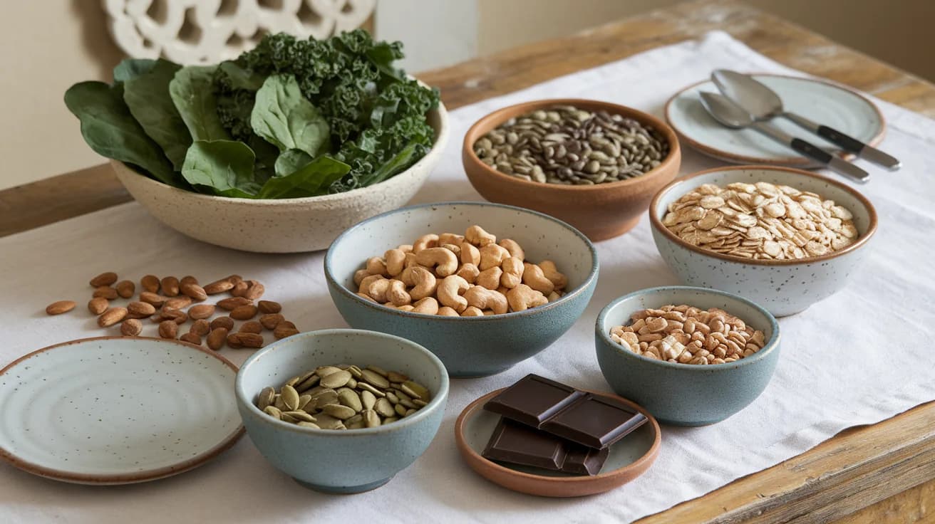 마그네슘이 풍부한 식품을 보여주는 이미지