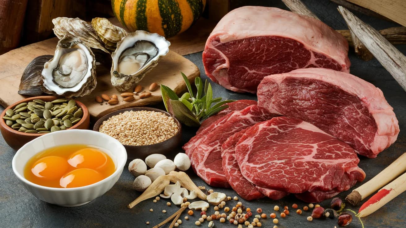 아연이 풍부한 식품을 보여주는 이미지